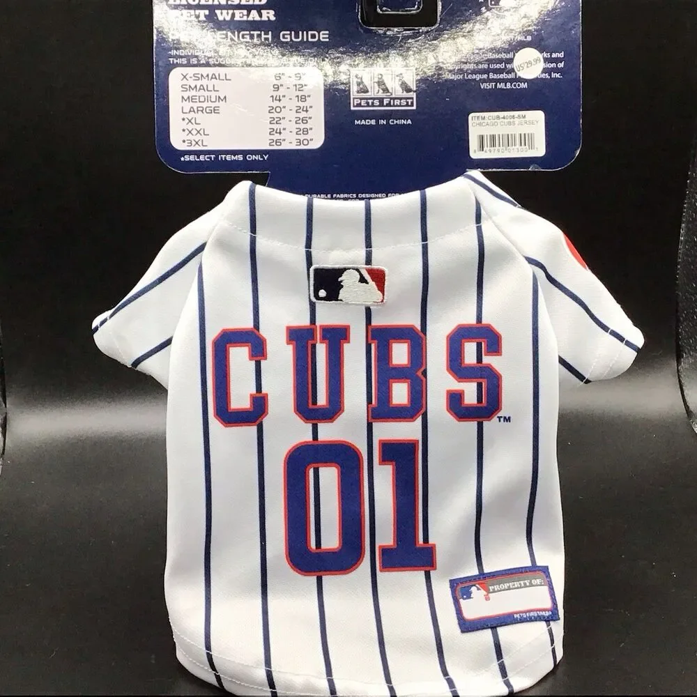 MLB Jersey for Dogs & Cats Chicago Cubs Dog Jersey Shirt Small Pets First New